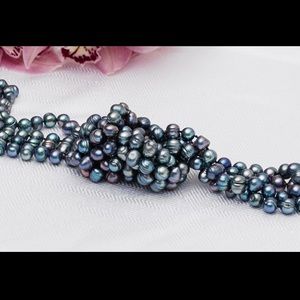 Pearl Wrap Necklace. Peacock pearls.